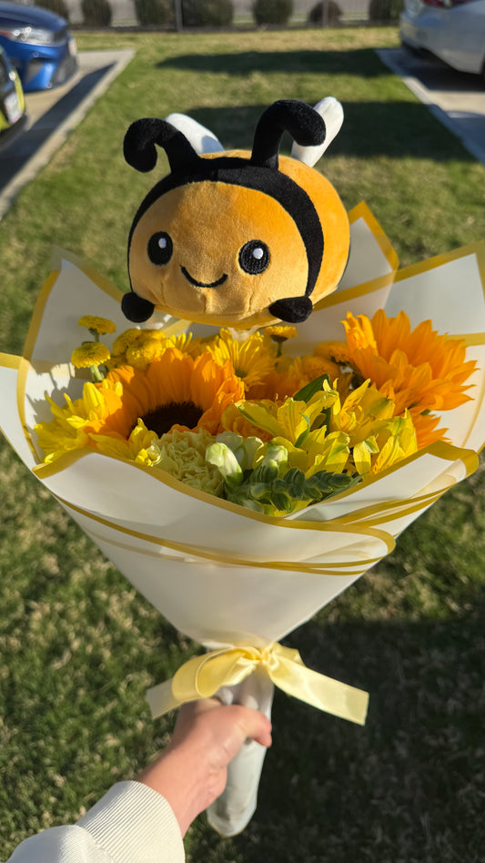 BOUQUET YELLOW FLOWERS WITH TEDDY